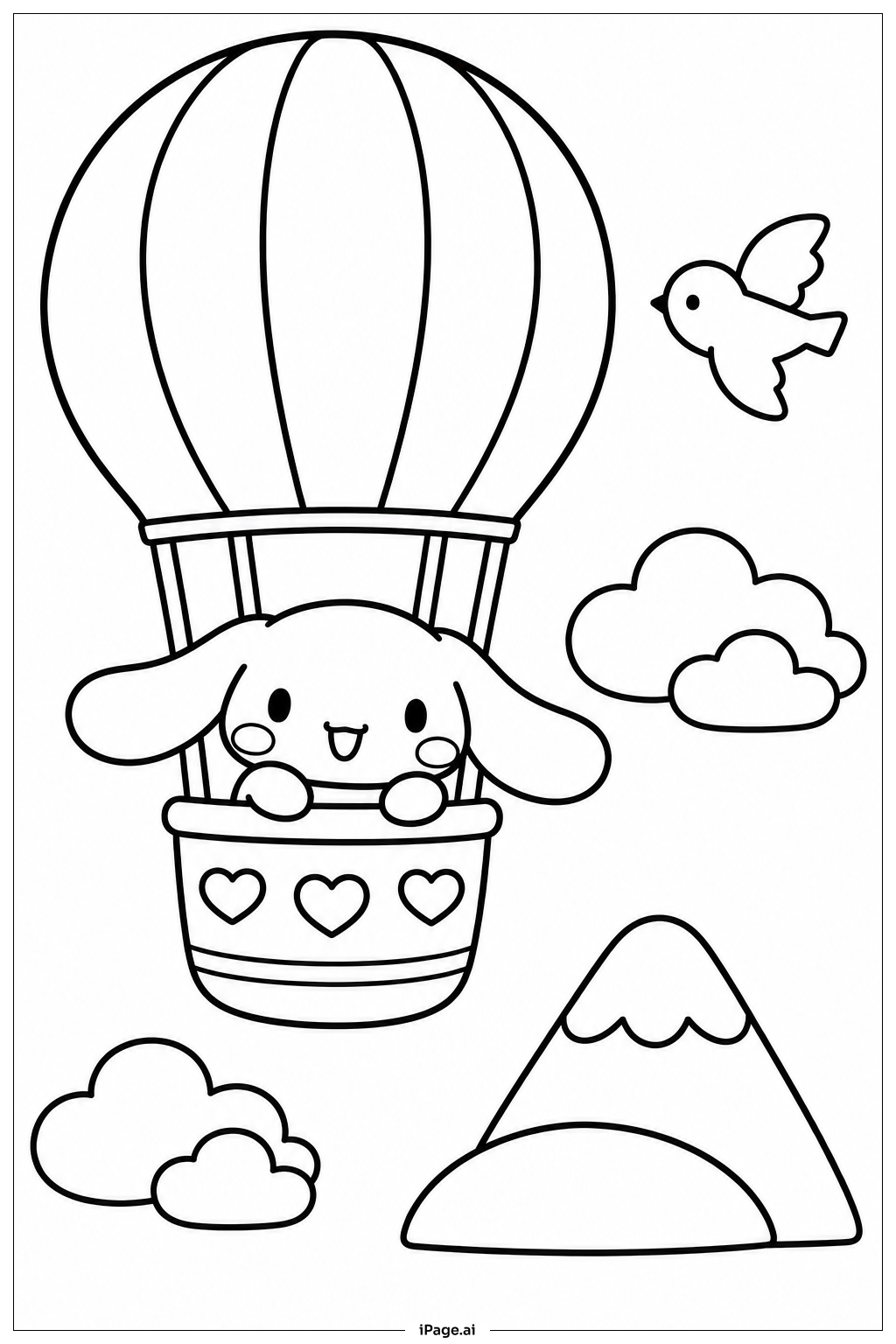 Cinnamoroll Hot Air Balloon Coloring Page
