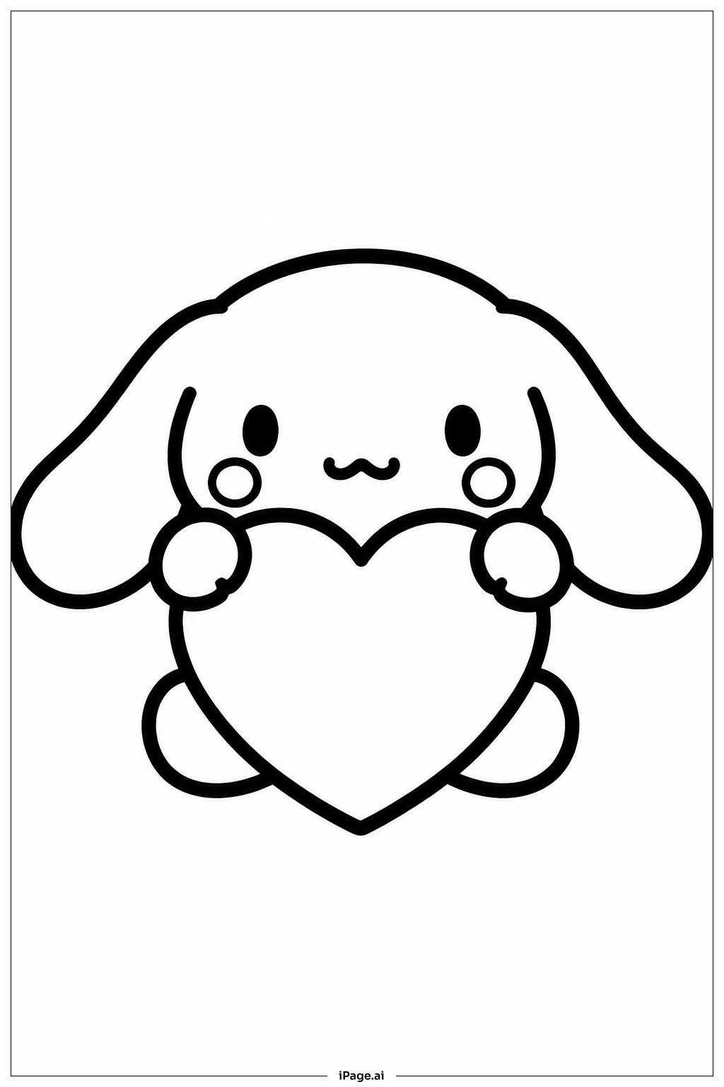  Page de coloriage Cinnamoroll Hugging Heart 