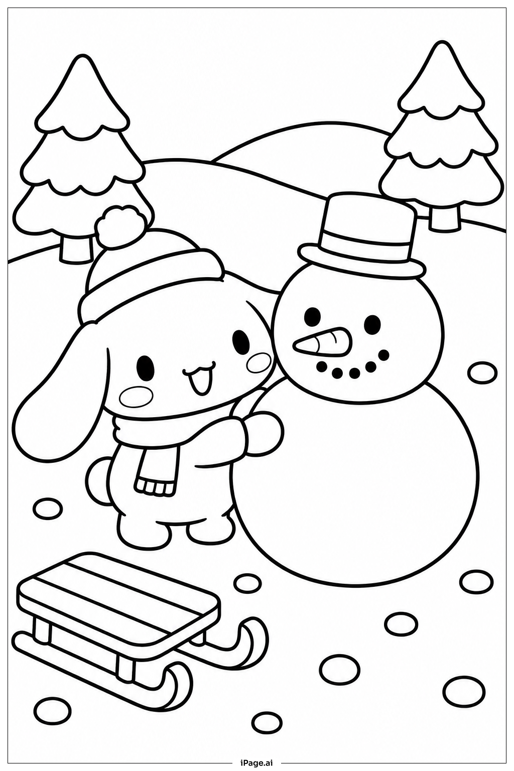  Cinnamoroll Playing In Snow Ausmalseite 