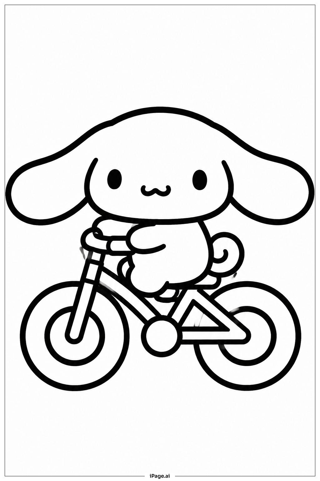  Page de coloriage Cinnamoroll Riding Bicycle 