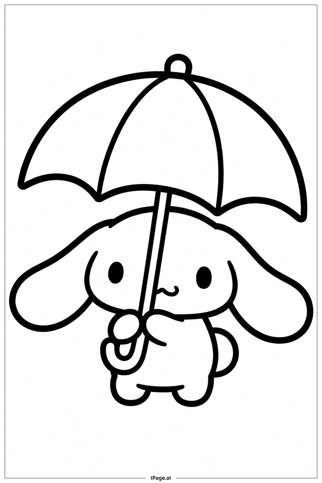  Page de coloriage Cinnamoroll Sous le Parapluie 