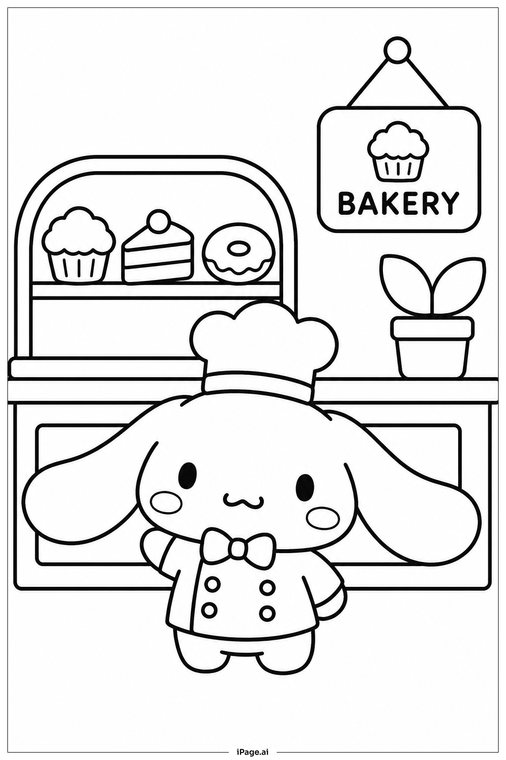  Cinnamoroll Visiting Bakery 색칠공부 페이지 