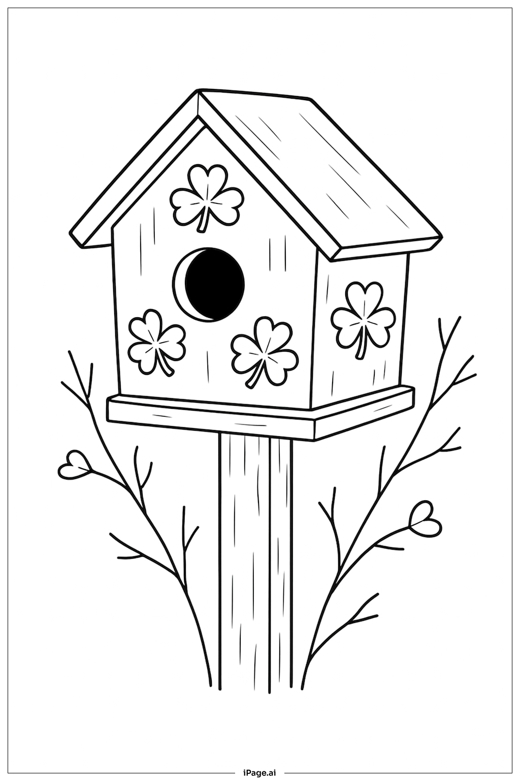Clover Birdhouse Coloring Page