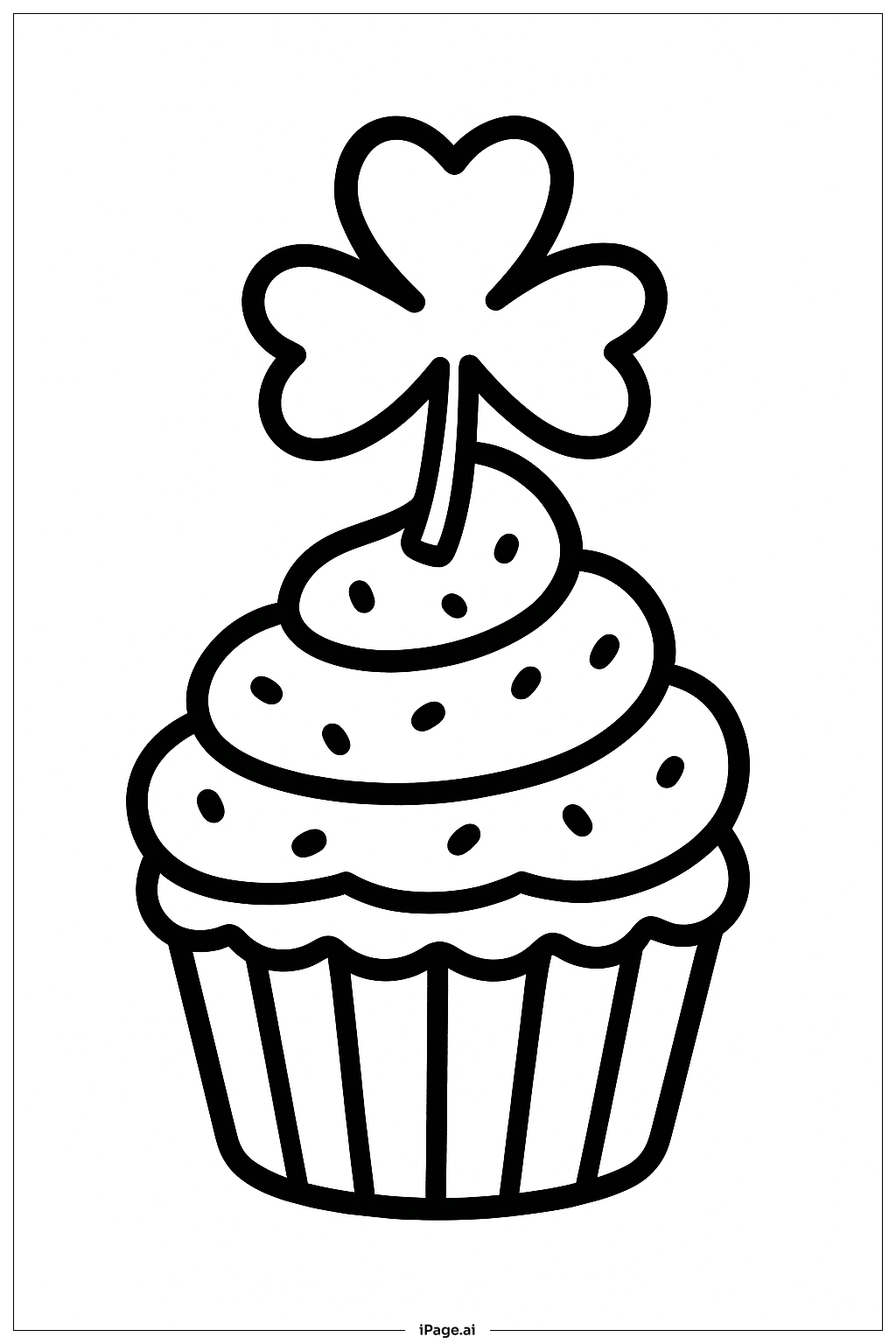 Clover Cupcake Coloring Page