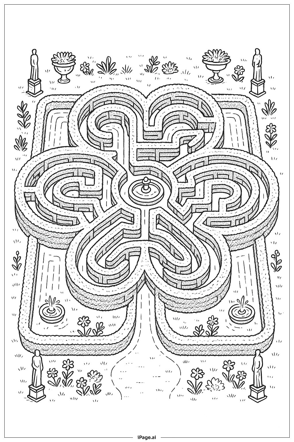 Clover Maze Garden Coloring Page