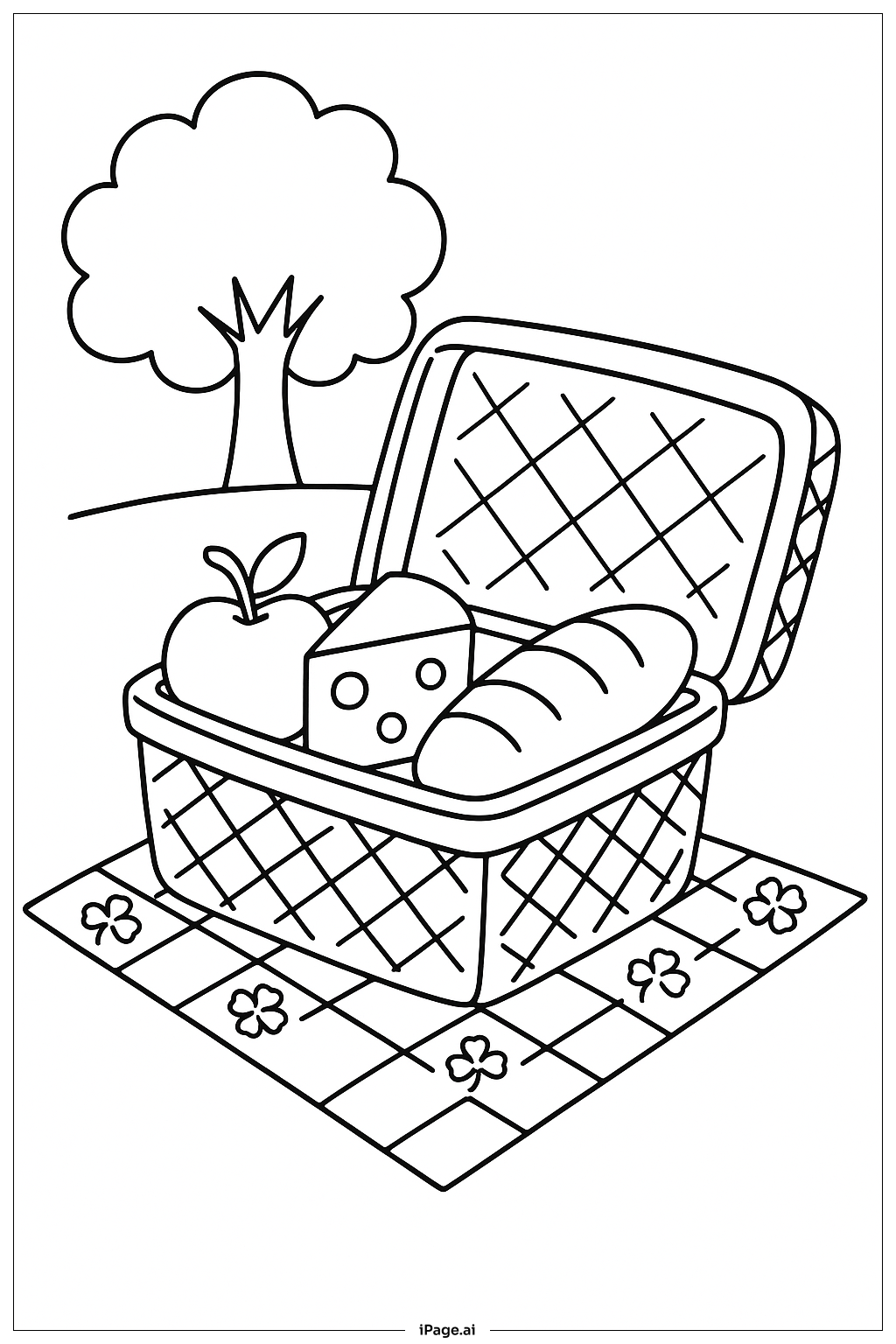 Clover Picnic Basket Coloring Page