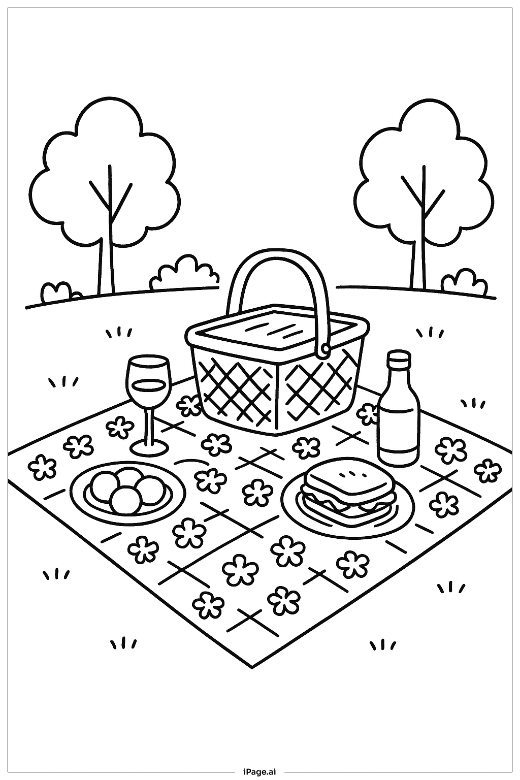 Clover Picnic Blanket Coloring Page