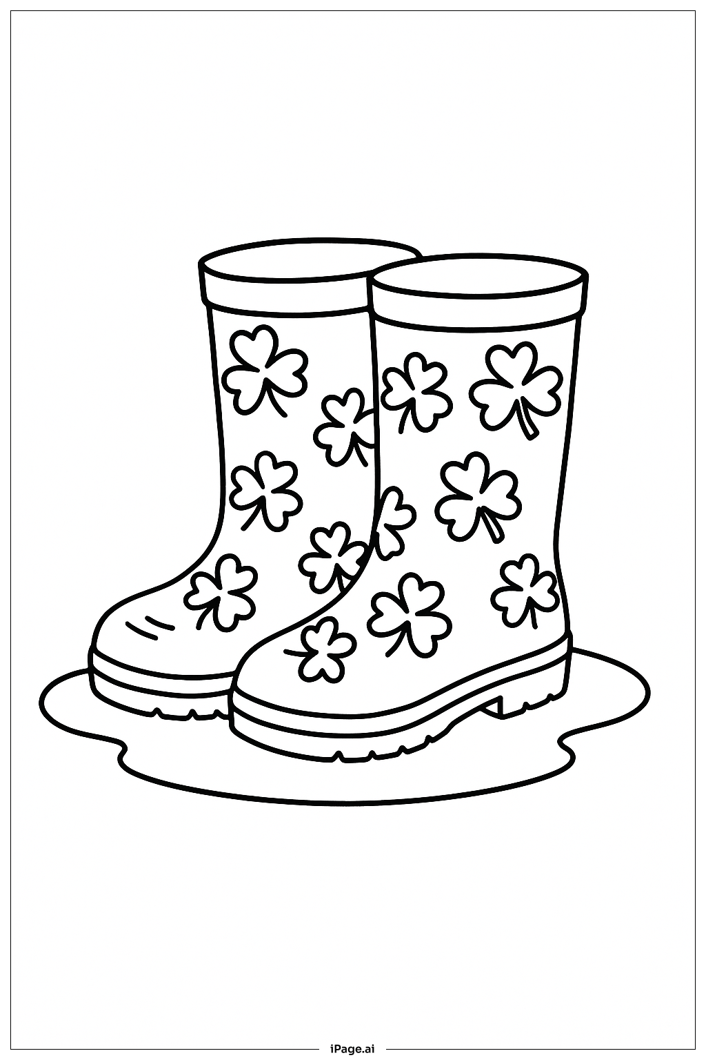 Clover Rain Boots Coloring Page