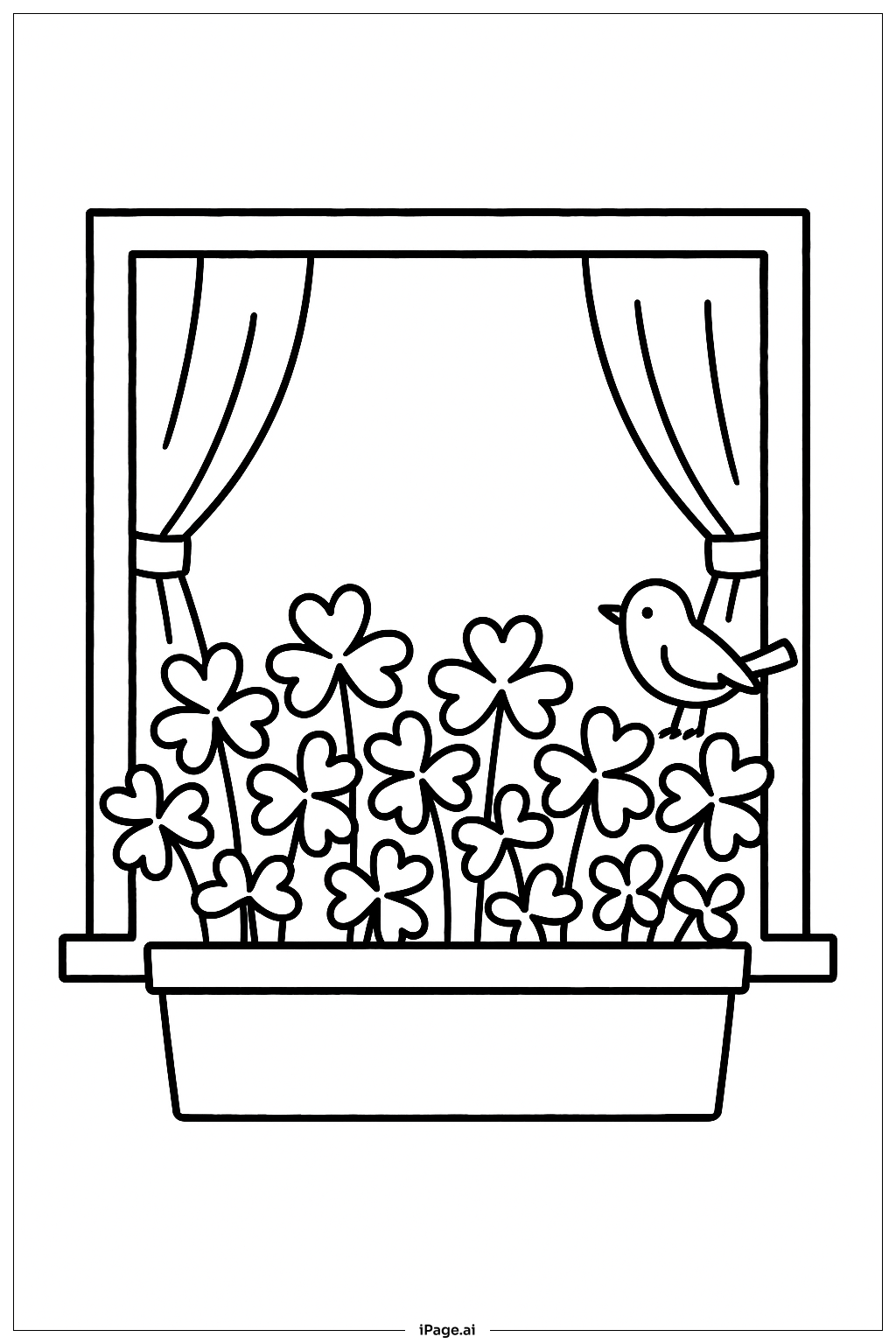 Clover Window Box Coloring Page