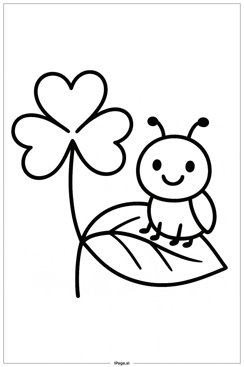Clover with Smiley Bug Coloring Page