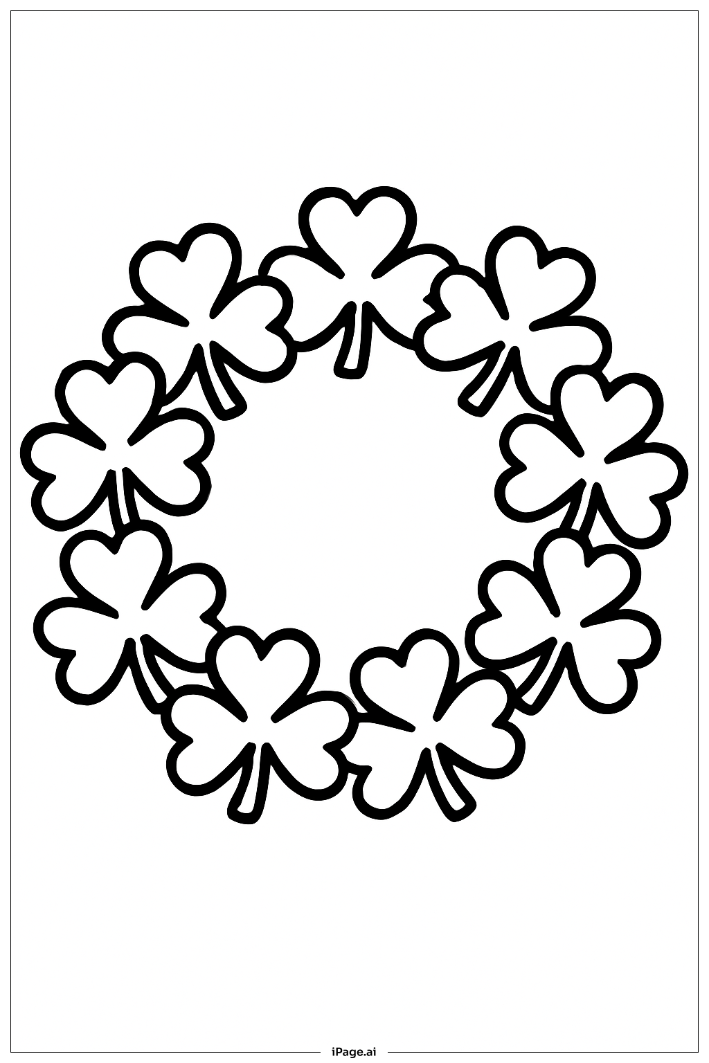  Clover Wreath St. Patrick's Day Coloring Page 