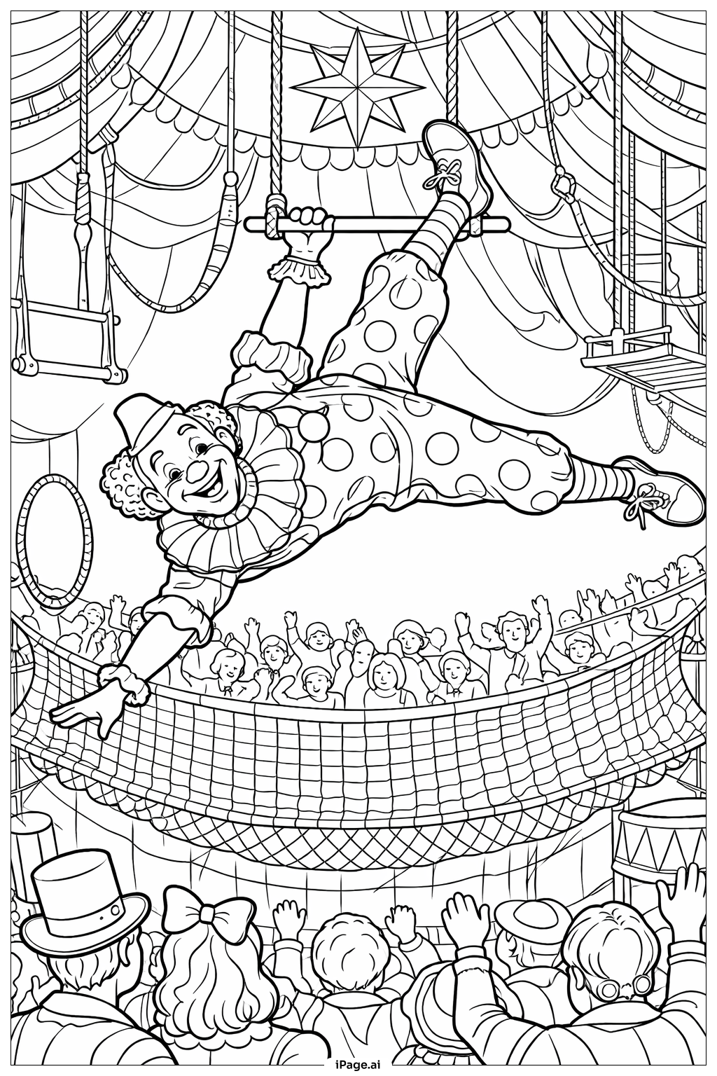 小丑杂技表演填色页