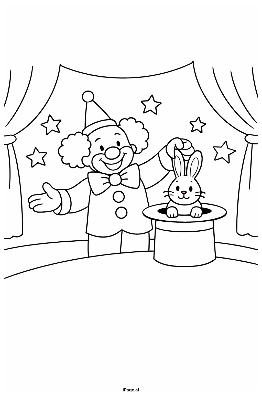 小丑变魔术填色页