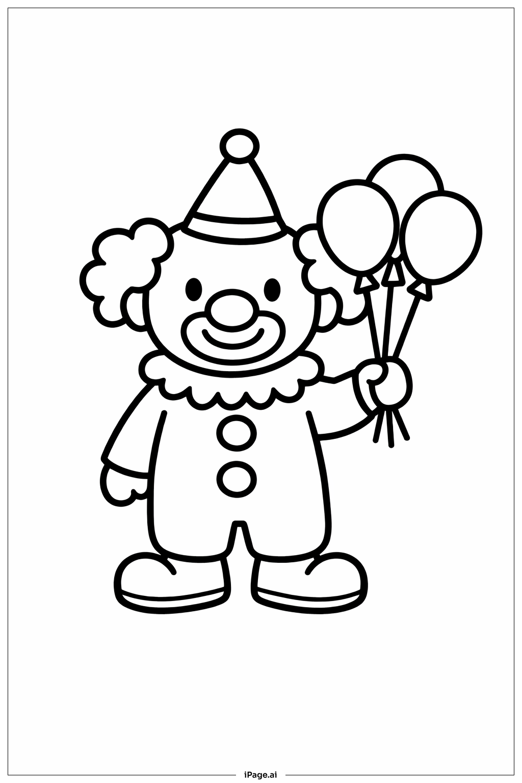 小丑拿着气球束填色页