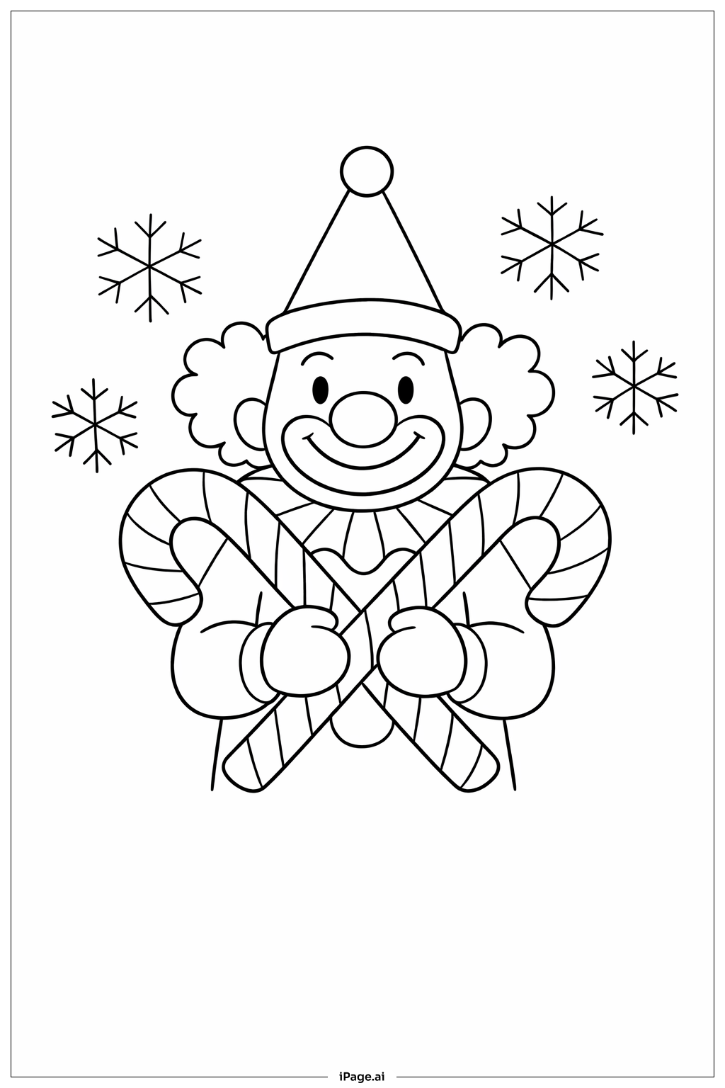 拿着拐杖糖的小丑填色页