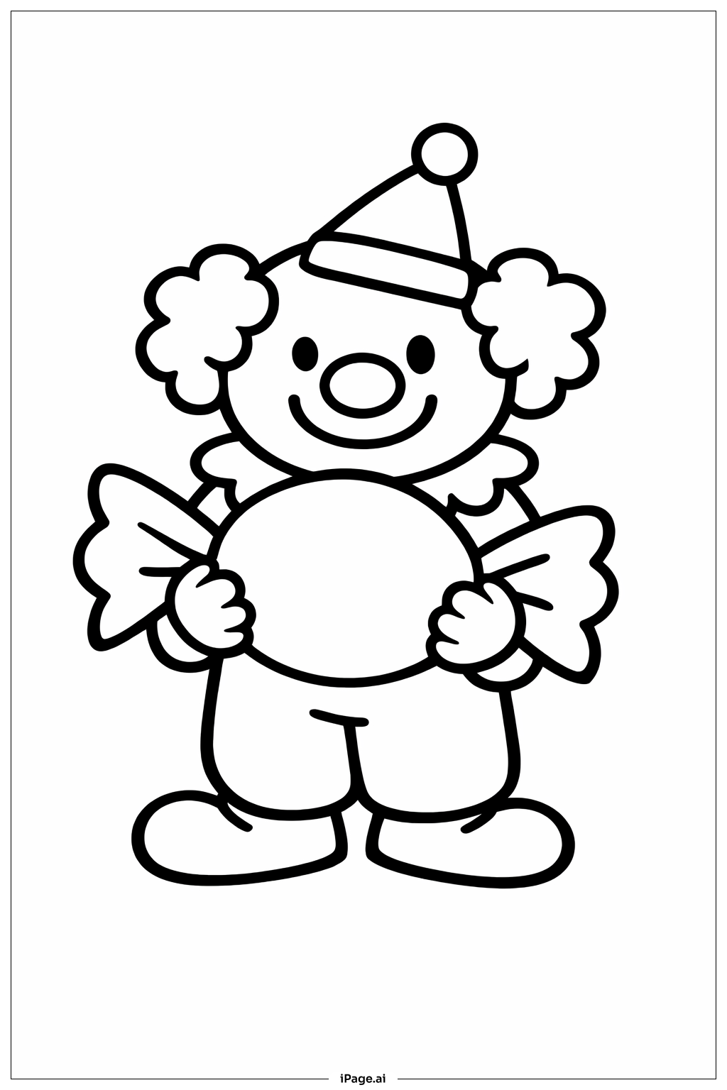 拿着糖果的小丑填色页