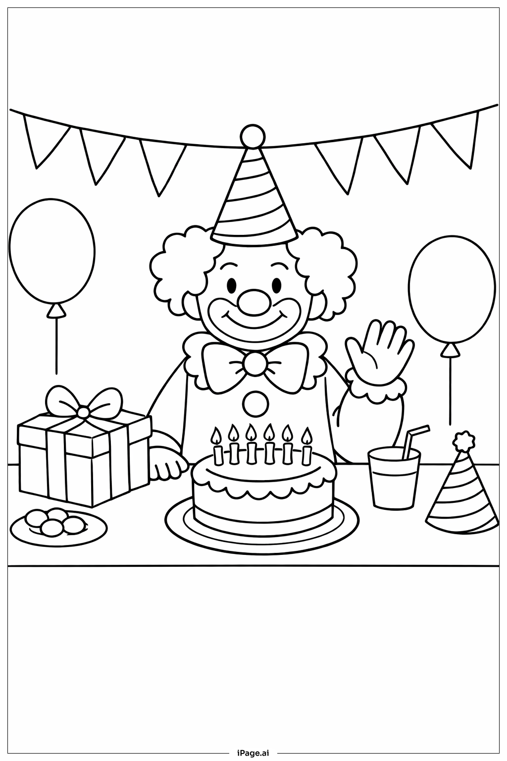 生日派对的小丑填色页