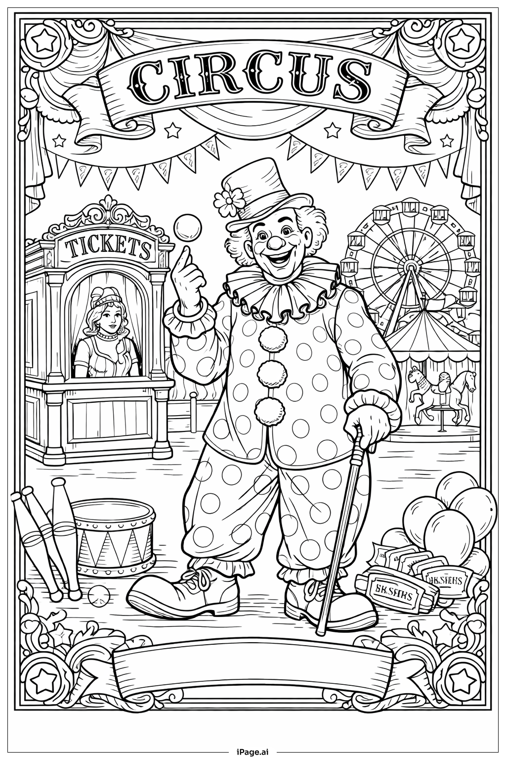 复古马戏海报中的小丑