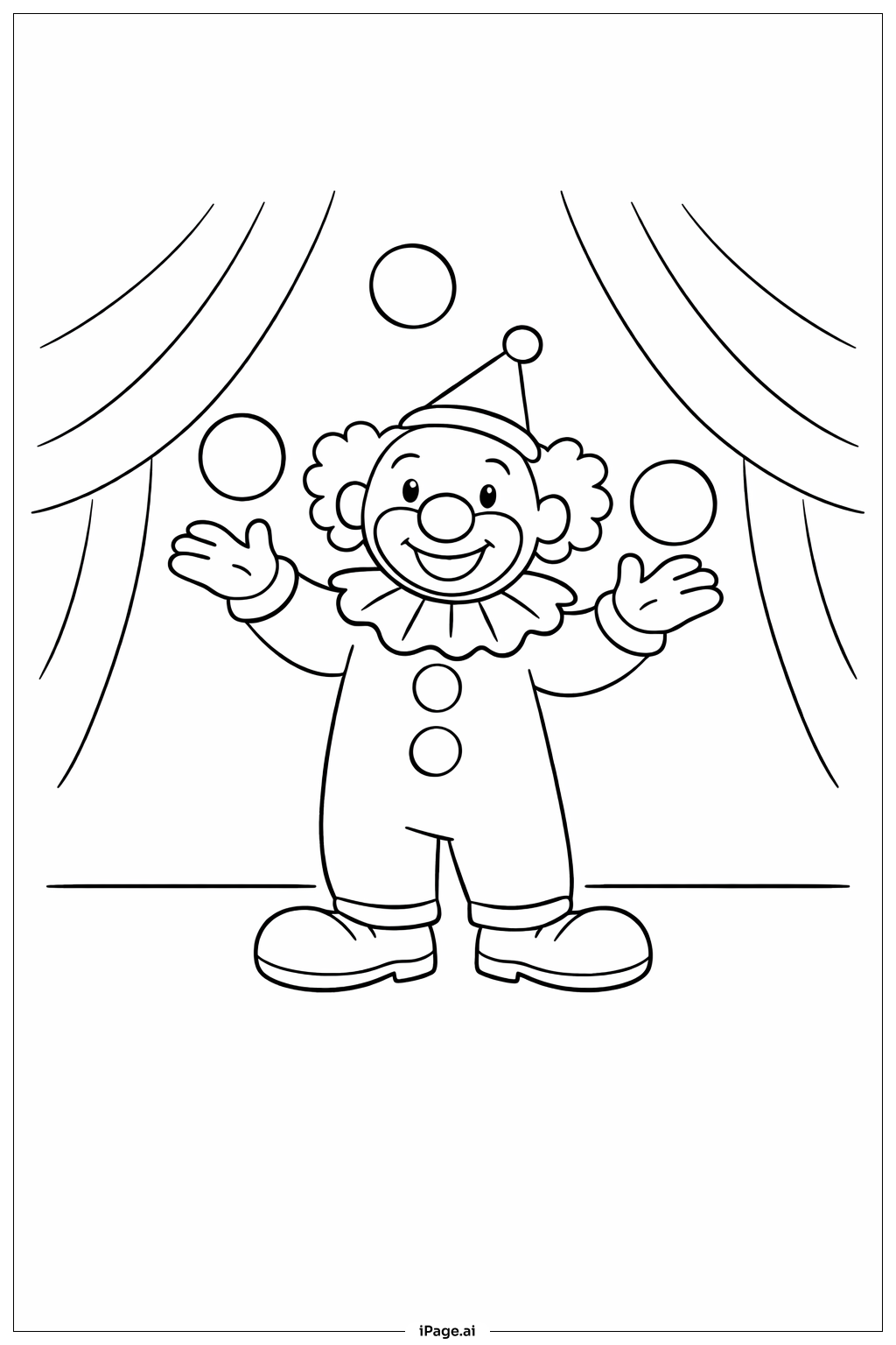 小丑杂耍球填色页