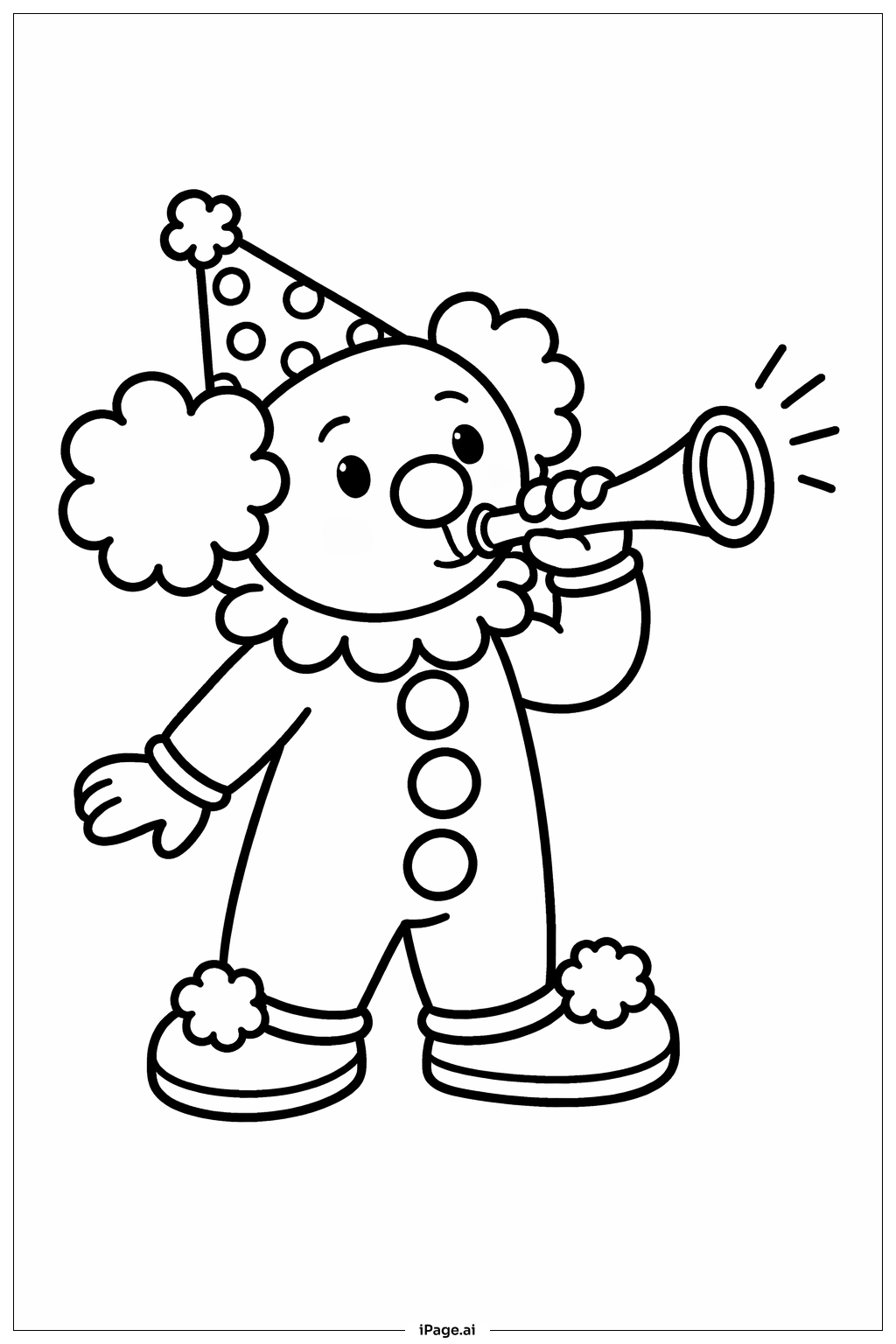 小丑吹号角填色页