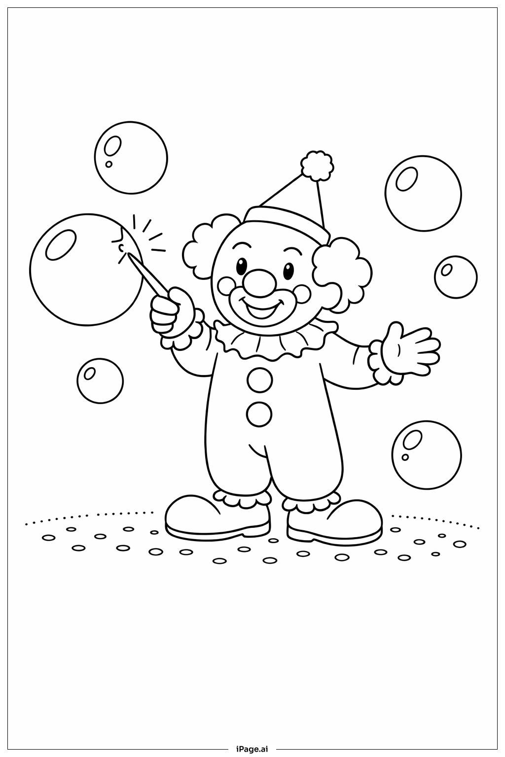 小丑戳泡泡填色页