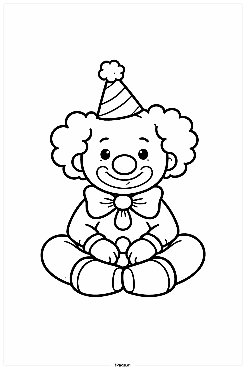 小丑坐姿填色页