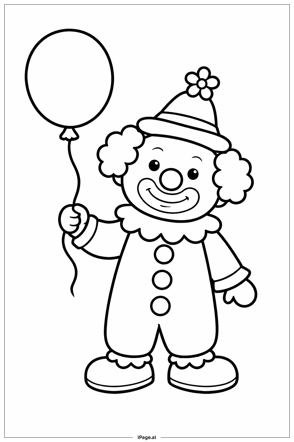 拿着气球的小丑填色页