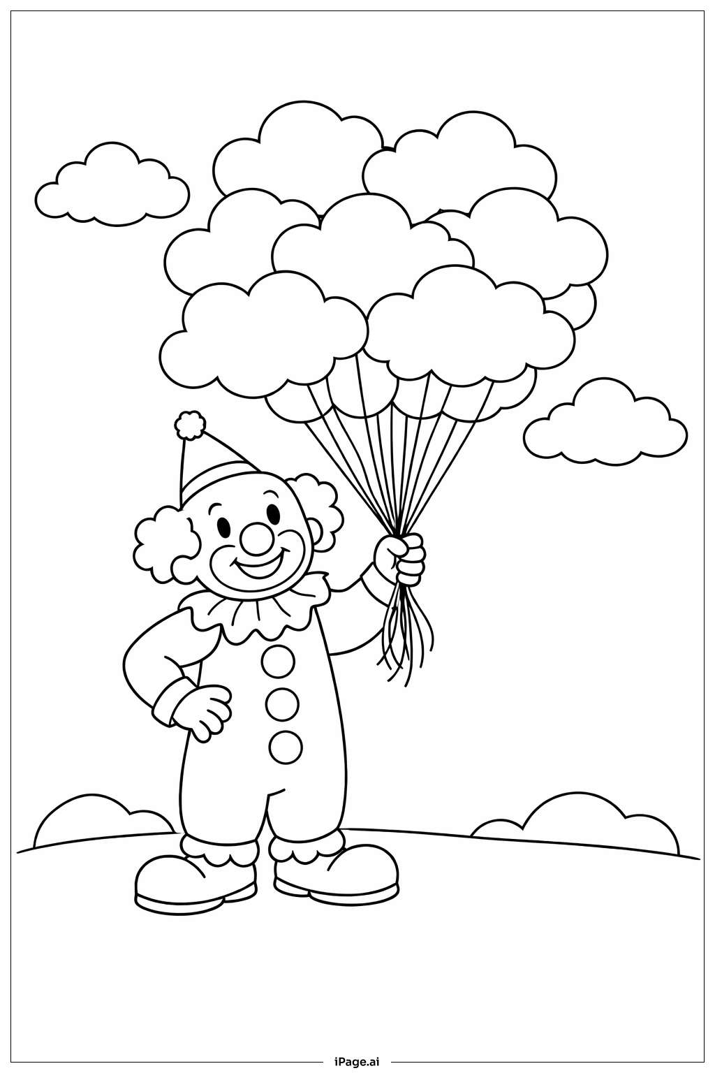 气球小丑组图填色页