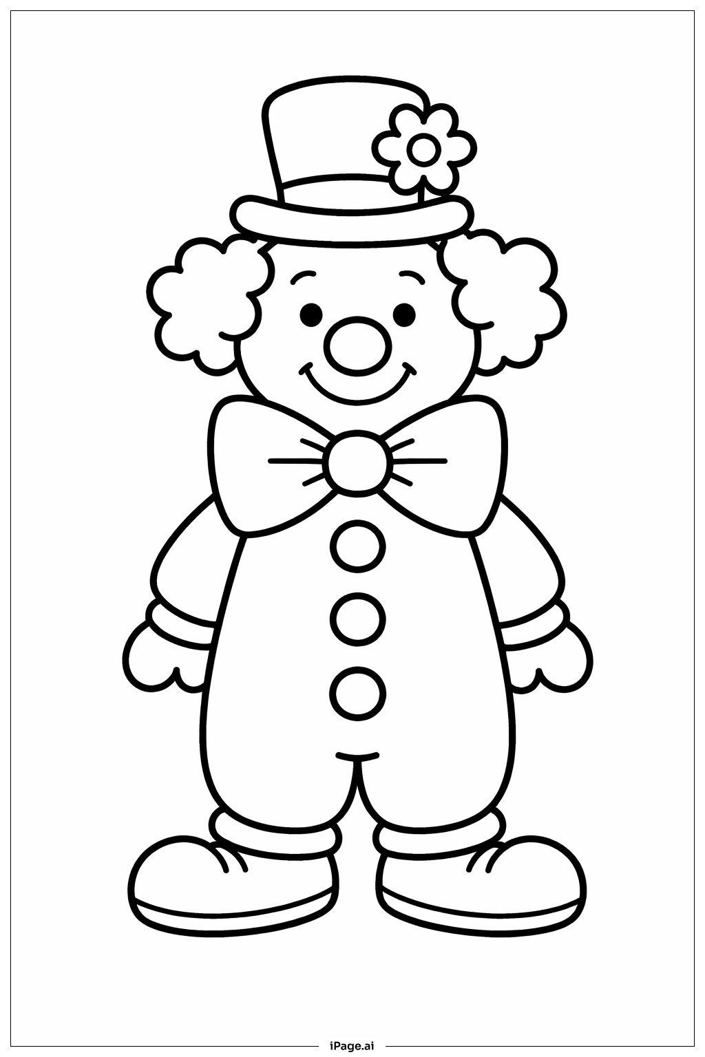 戴蝴蝶结的小丑填色页