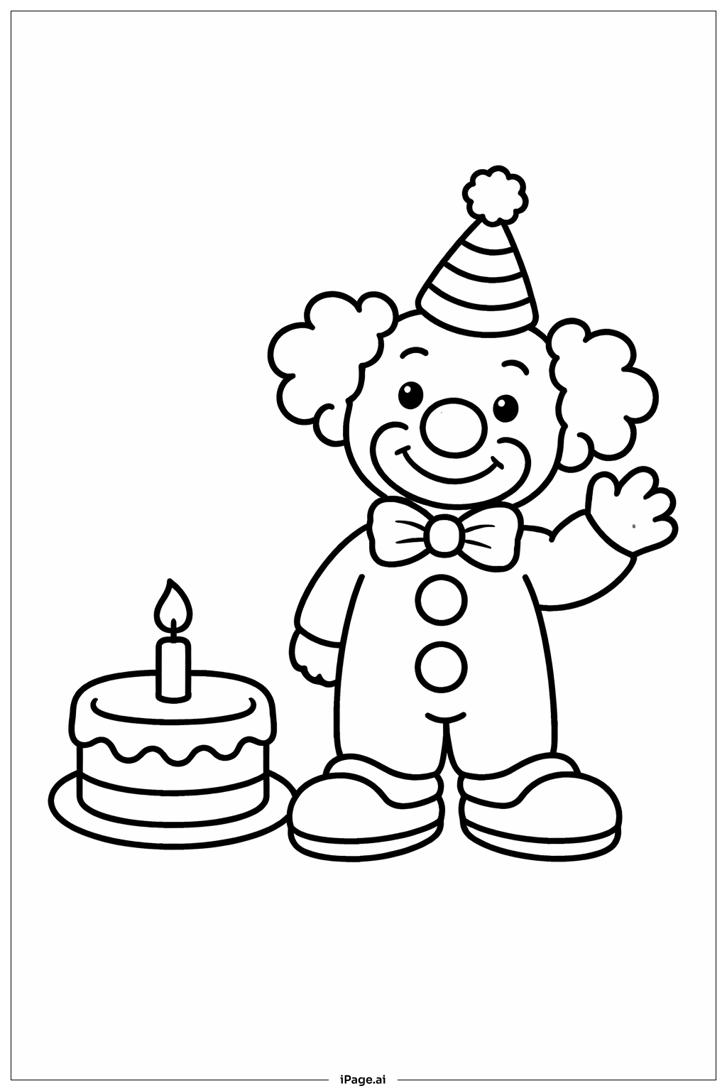 带蛋糕的小丑填色页