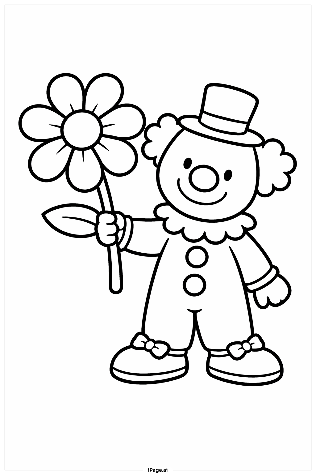 带花的小丑填色页