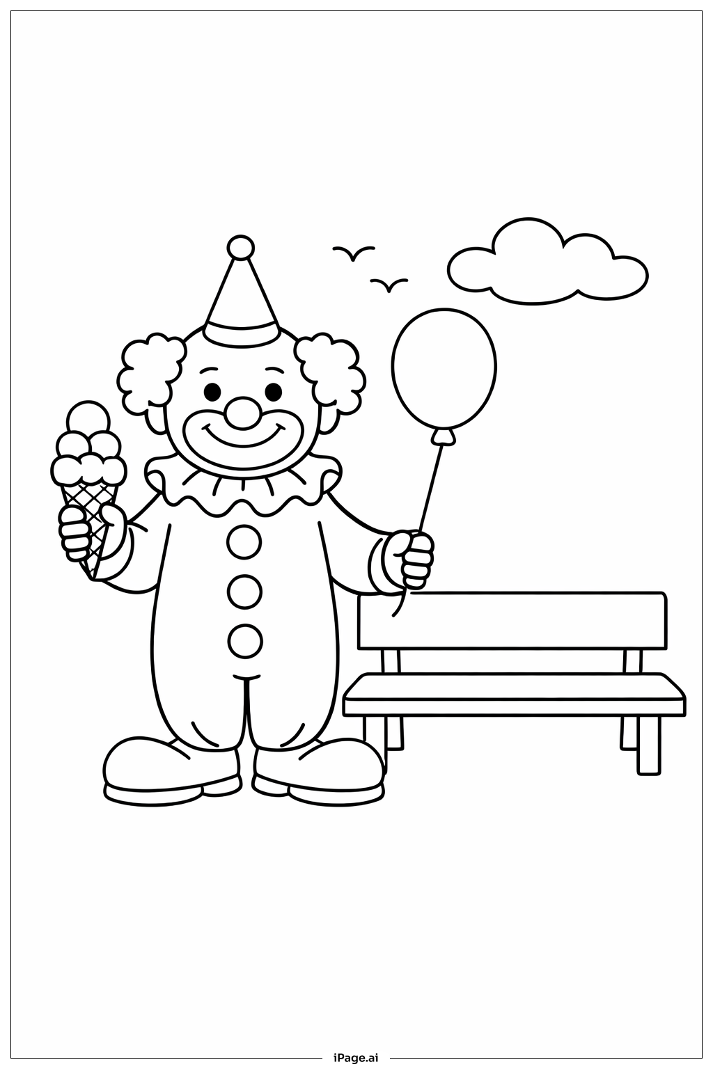 冰淇淋小丑填色页