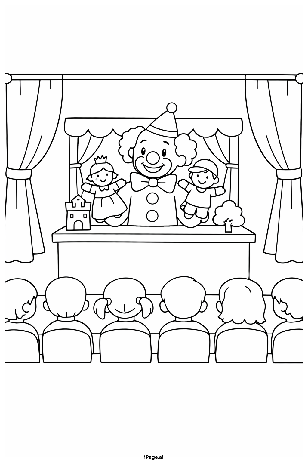 带木偶的小丑填色页