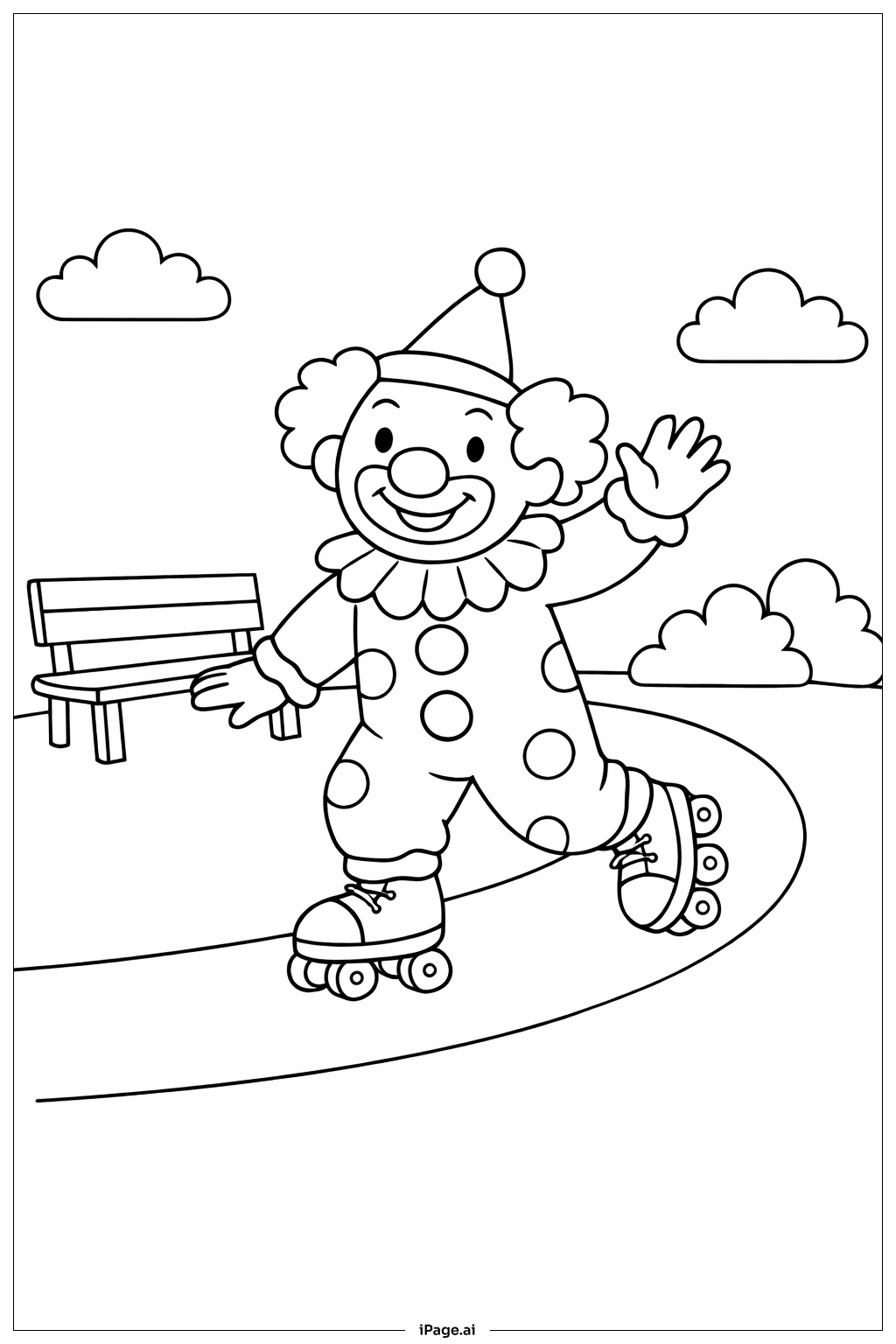 穿着旱冰鞋的小丑填色页