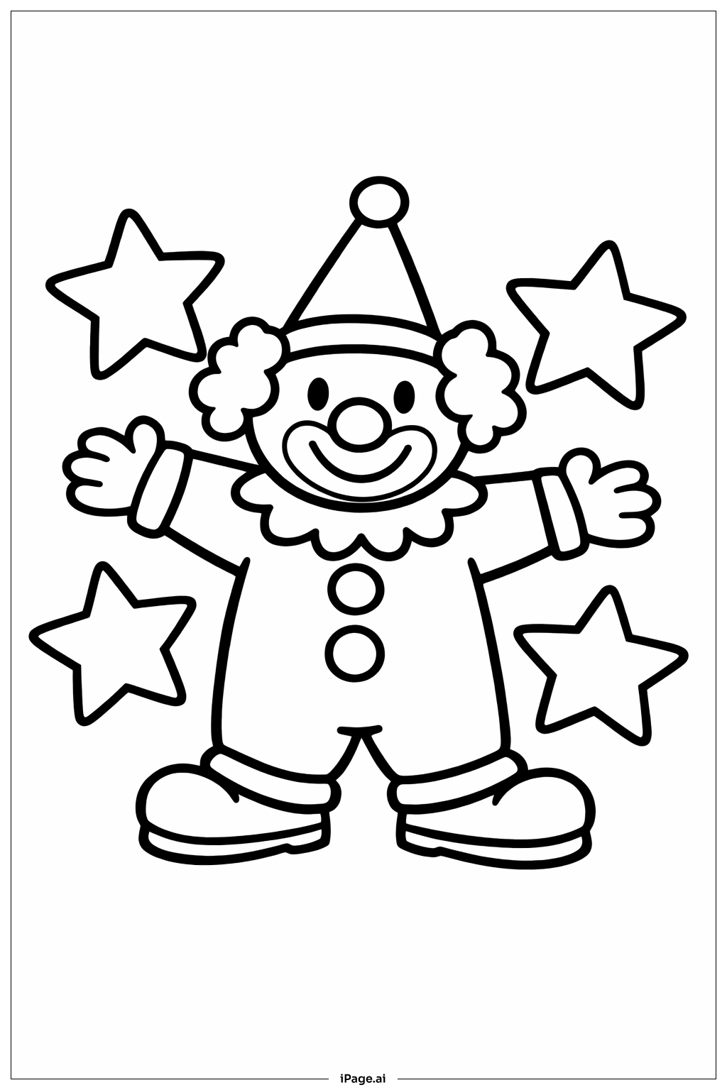 带星星的小丑填色页