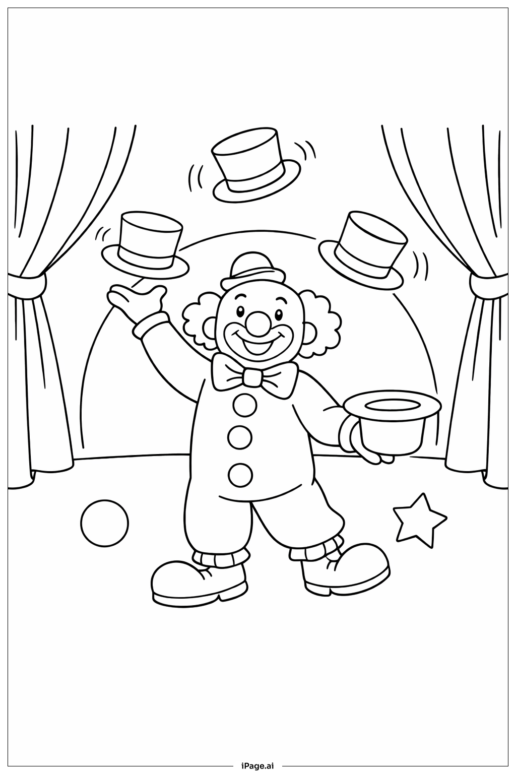 戴高帽子的小丑填色页