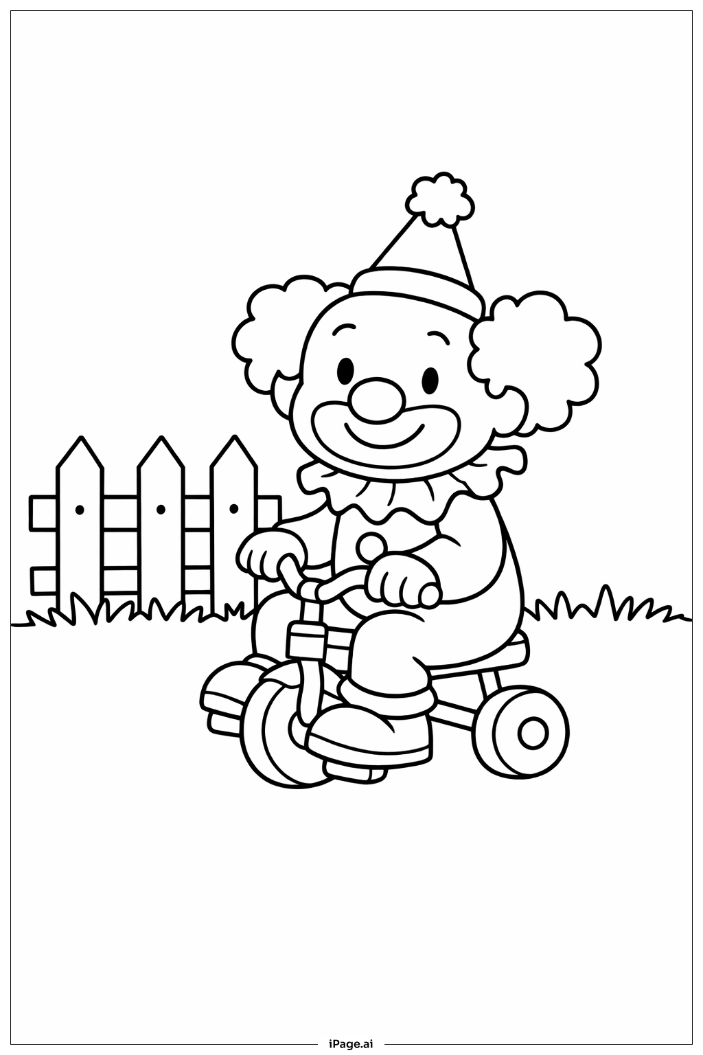 骑三轮车的小丑填色页