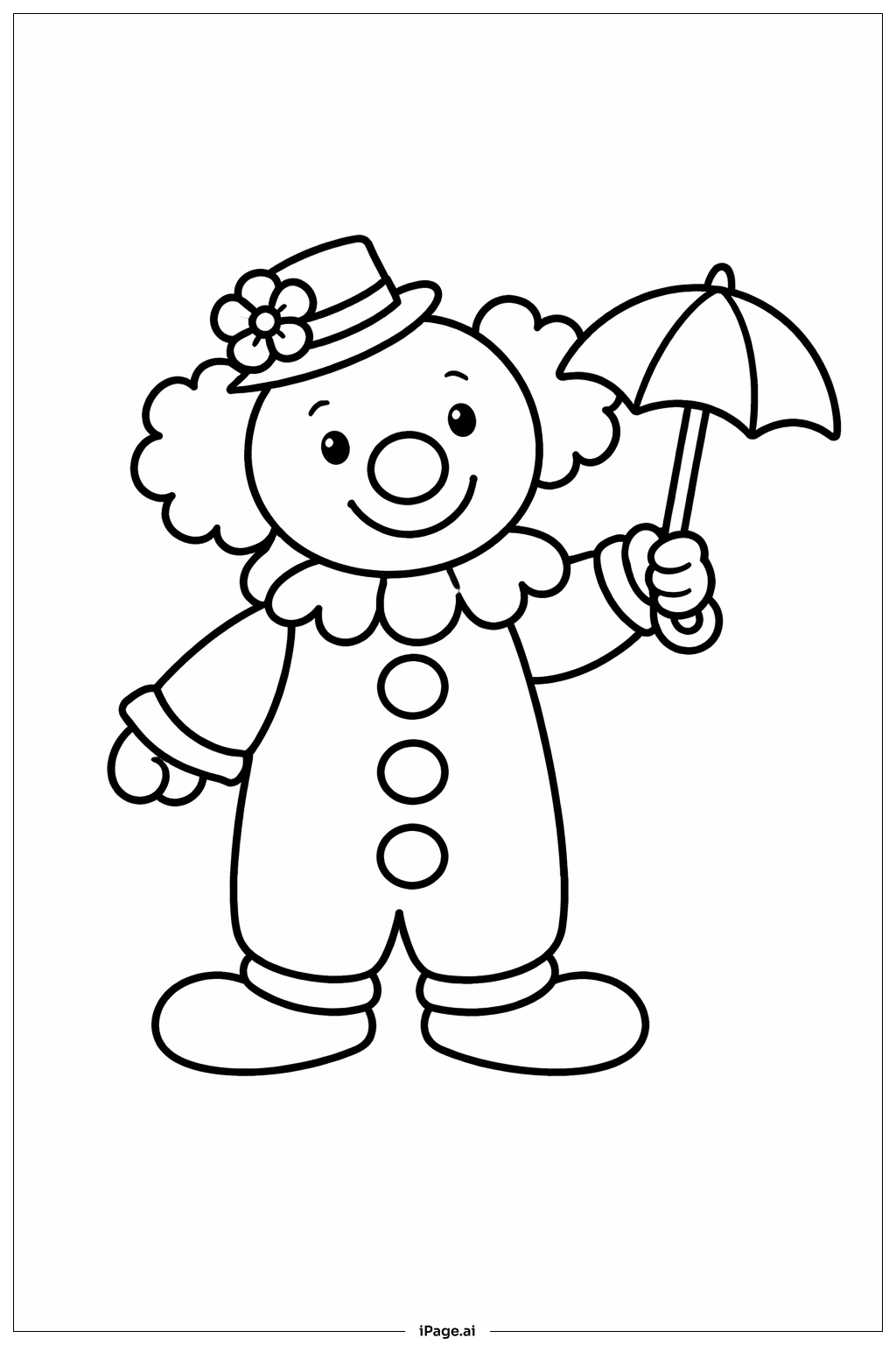 拿着伞的小丑填色页