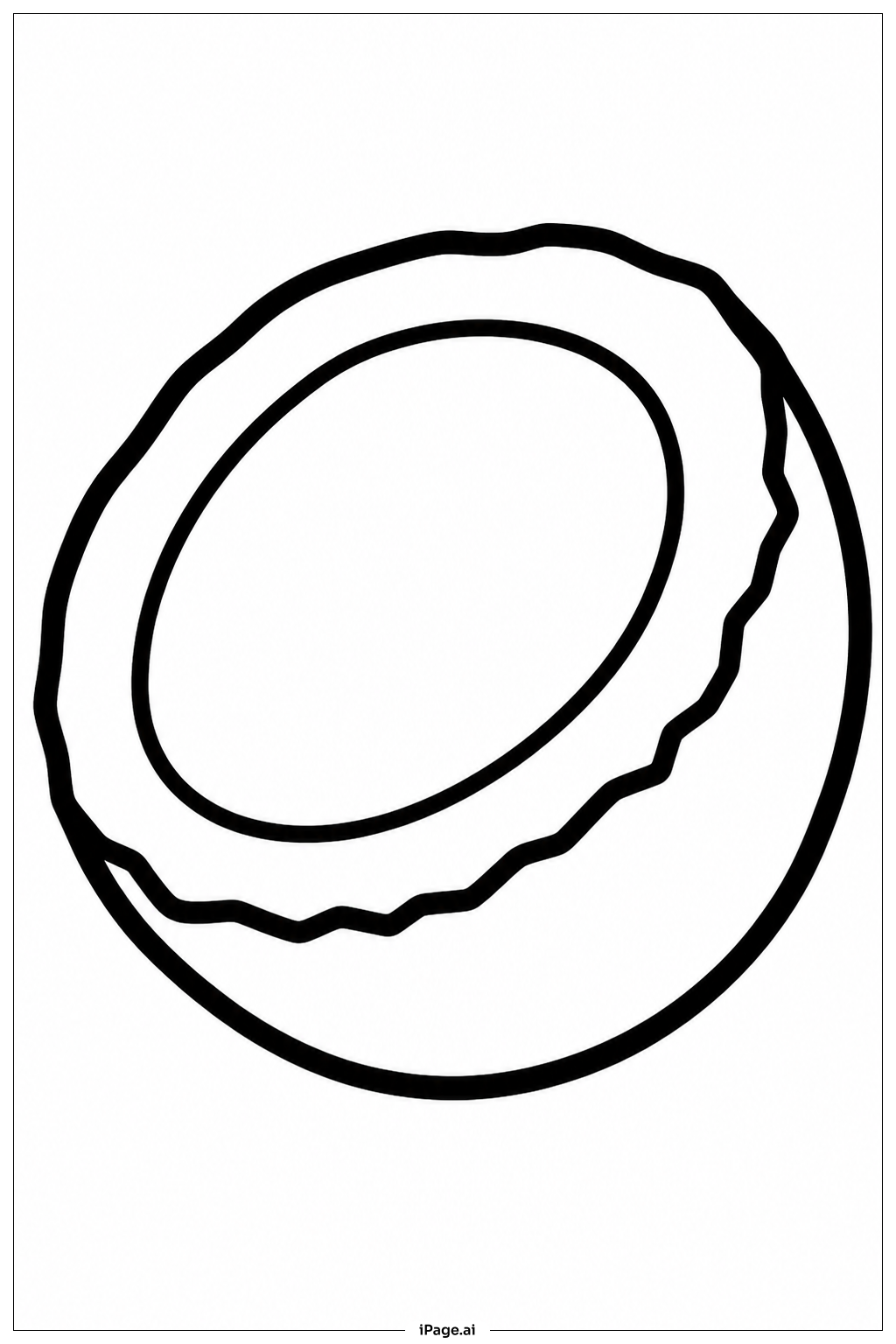 Página para colorear de Media Fruta de Coco