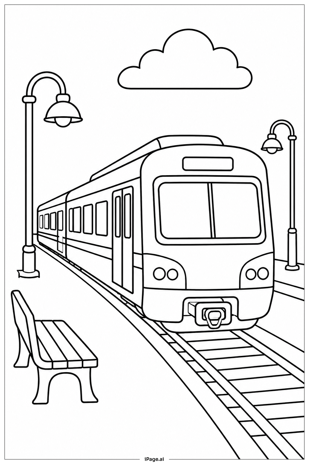 Pendlerzug am Bahnhof Ausmalseite