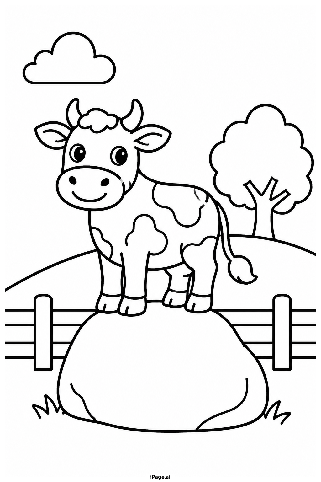  Cow Balancing On Rock Coloring Page 