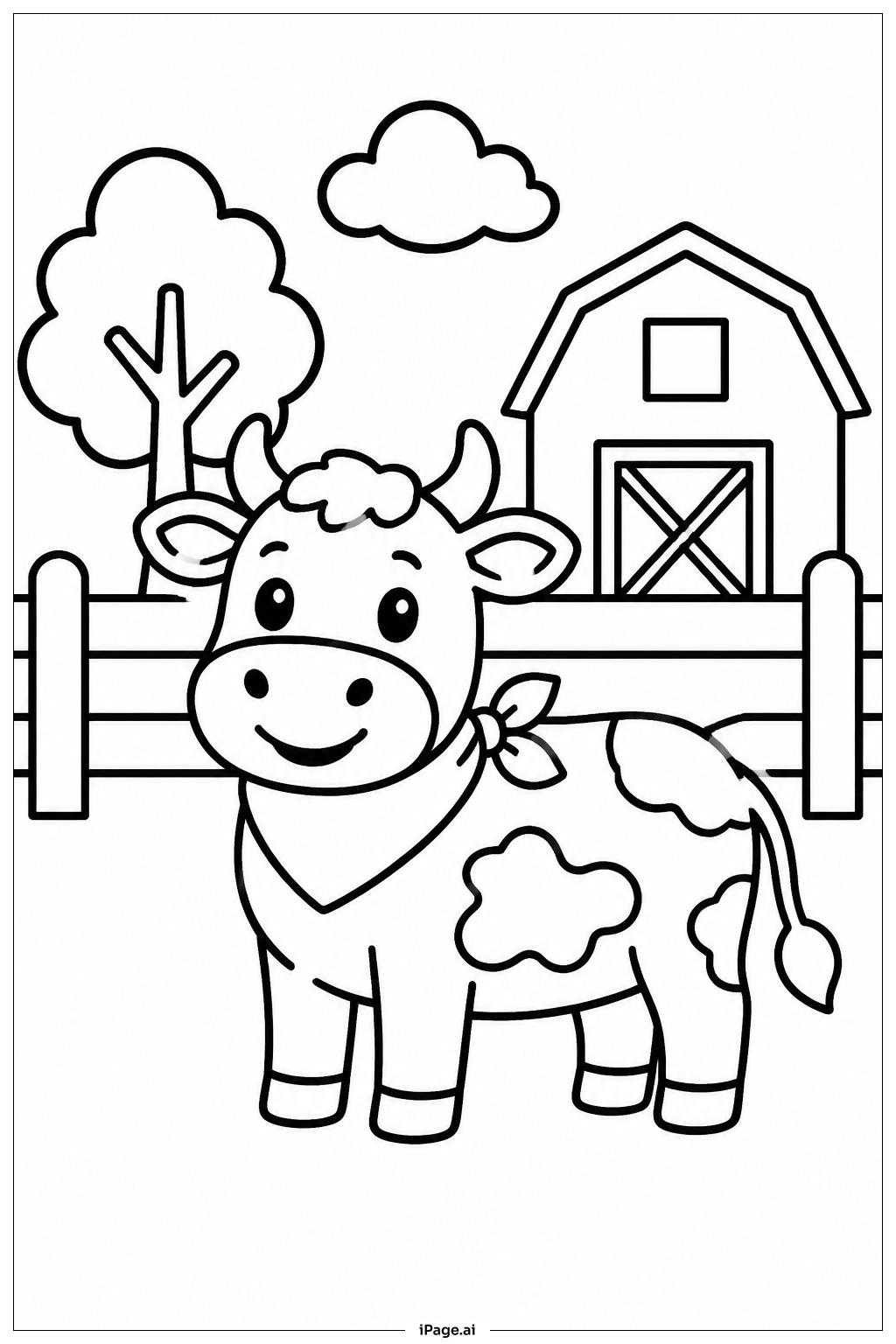  Page de coloriage Vache portant un bandana 