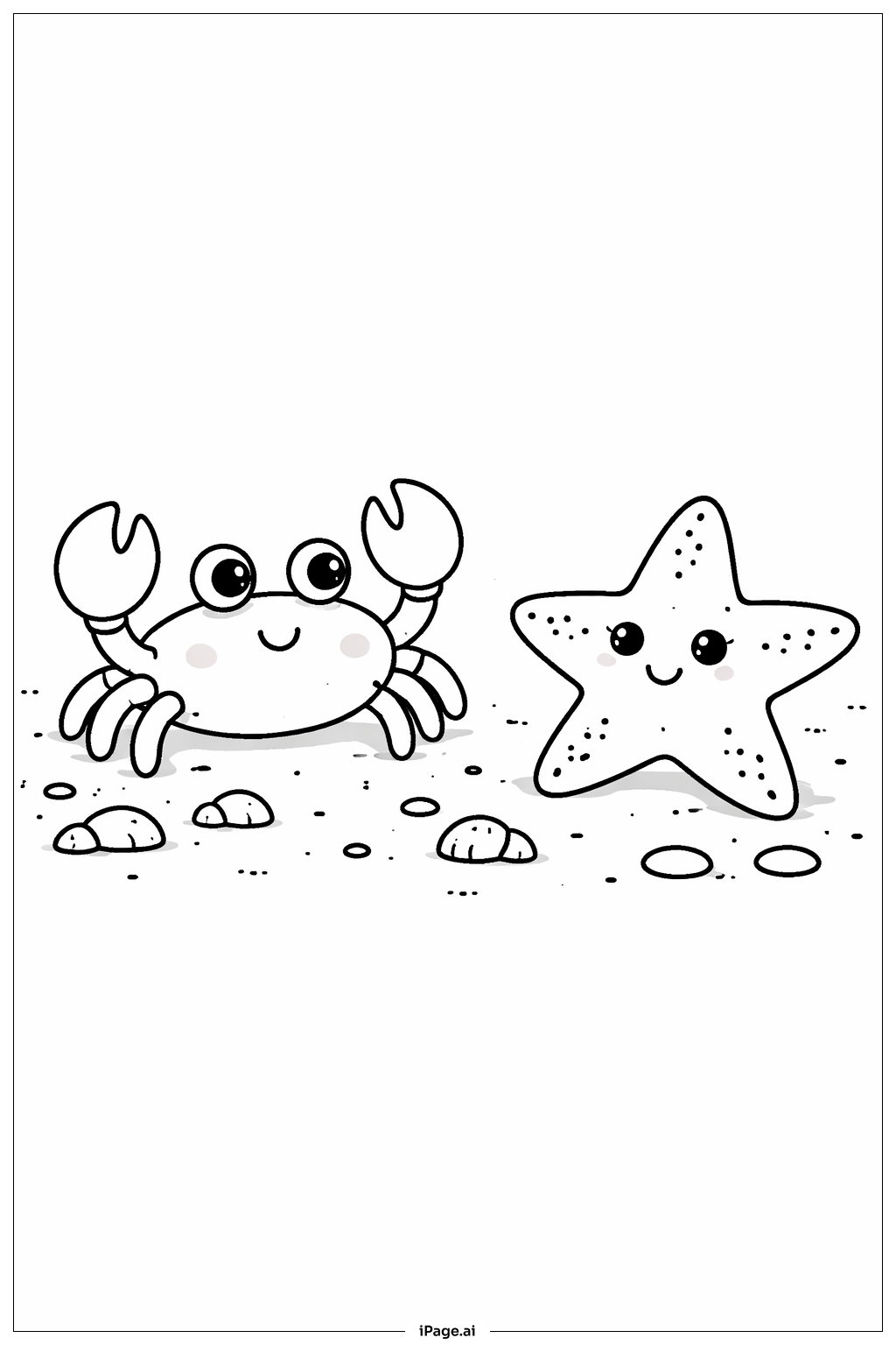  Page de coloriage Crabe et Étoile de Mer 