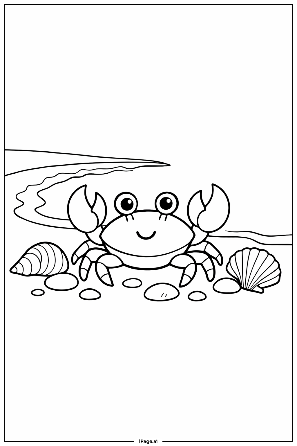  螃蟹和海贝填色页 