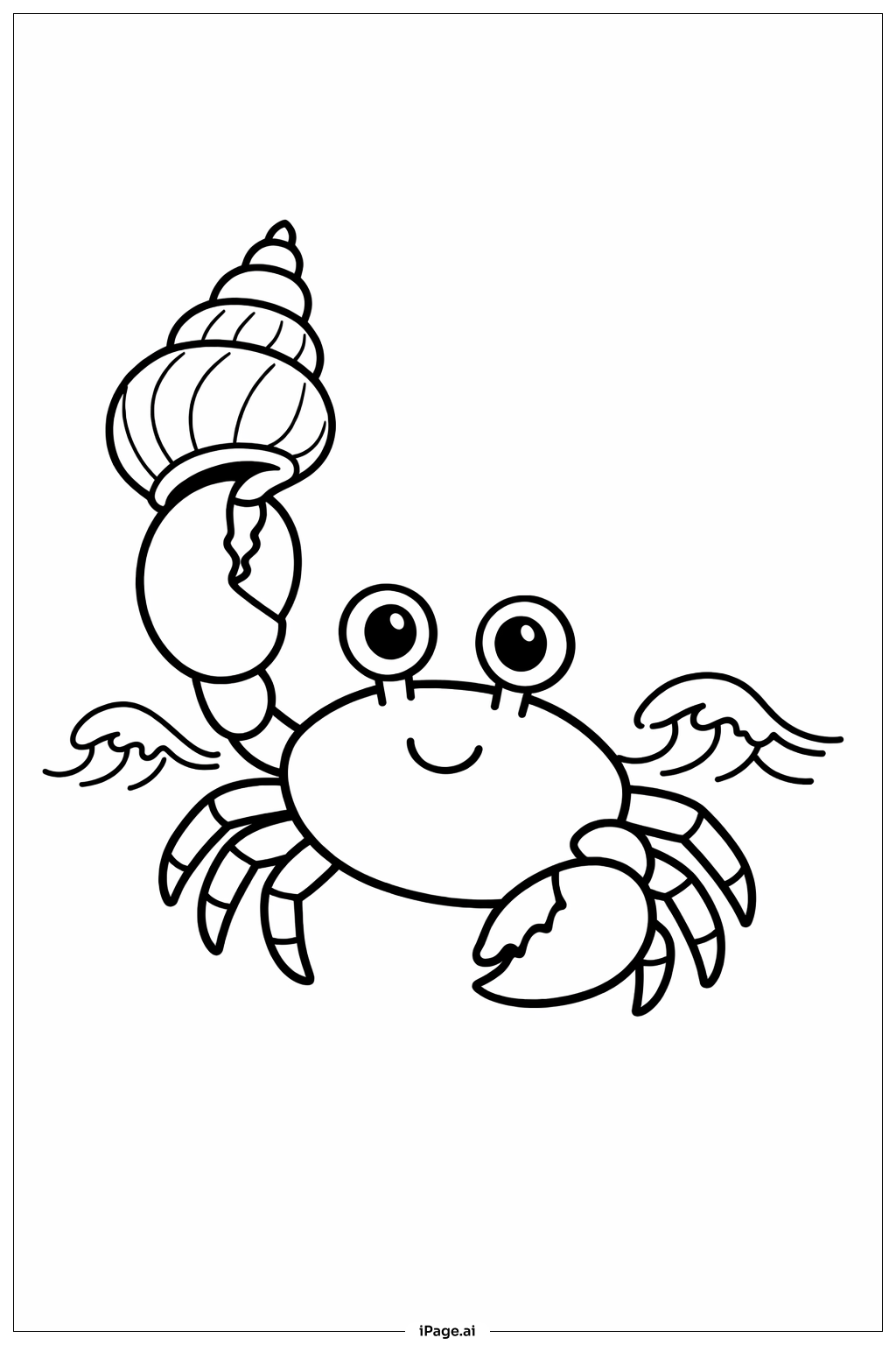  Krabbe balanciert Muschel Ausmalseite 