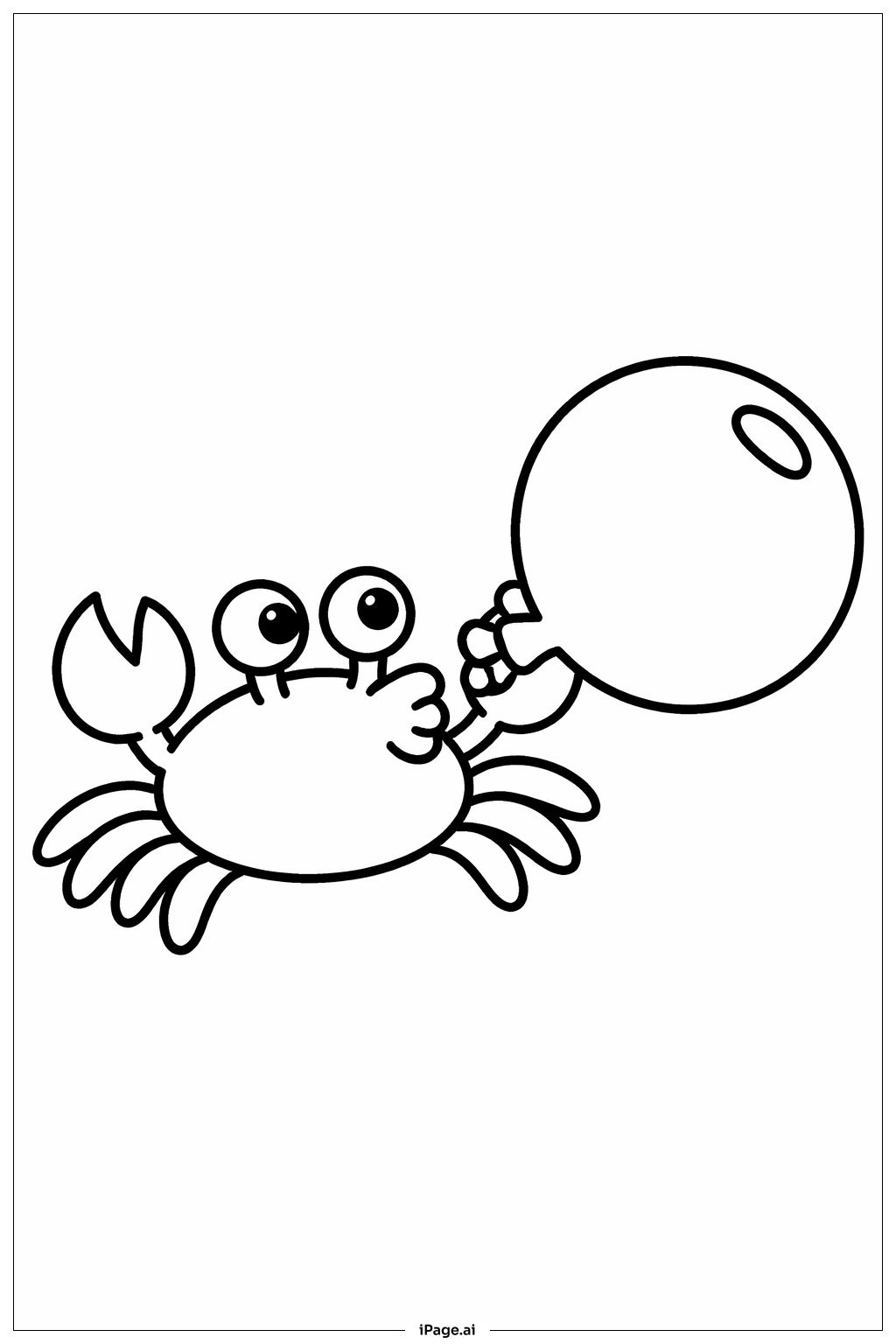  螃蟹吹泡泡填色页 