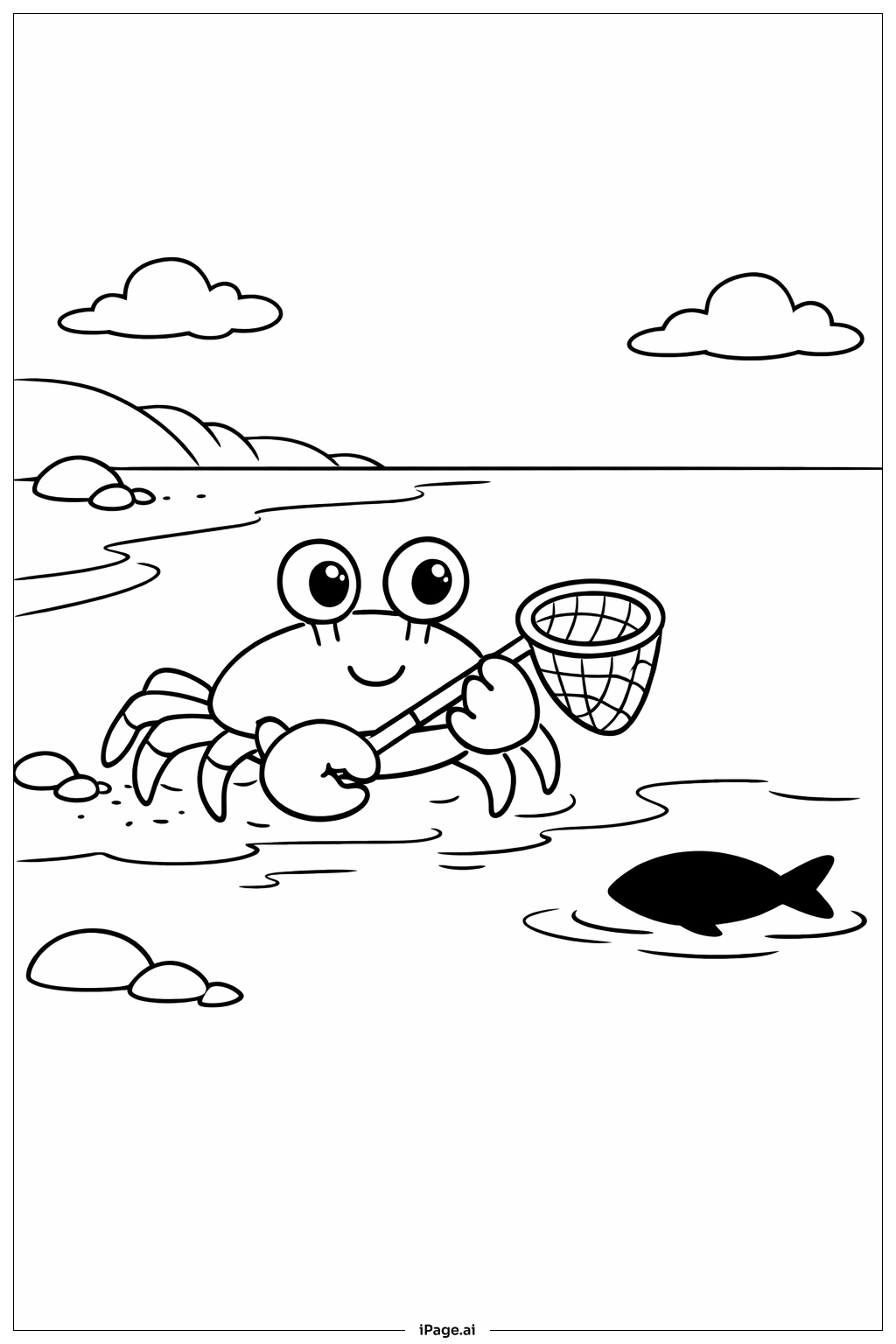  그물로 게 잡기 색칠공부 페이지 