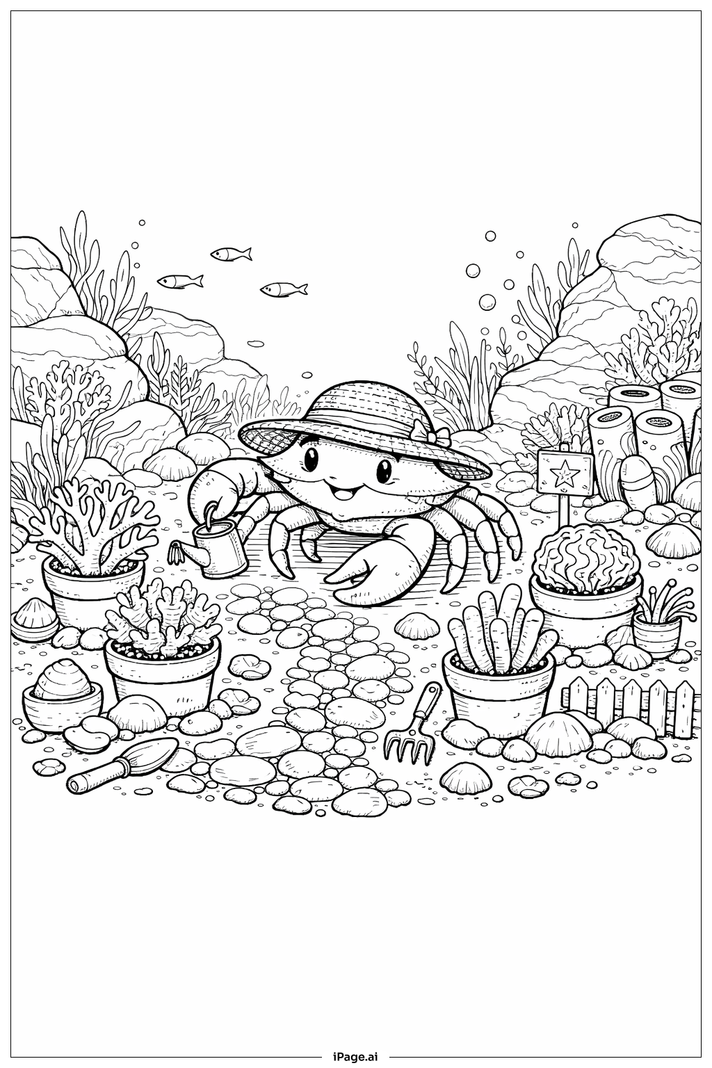  Trang tô màu Cua Làm Vườn Dưới Biển 