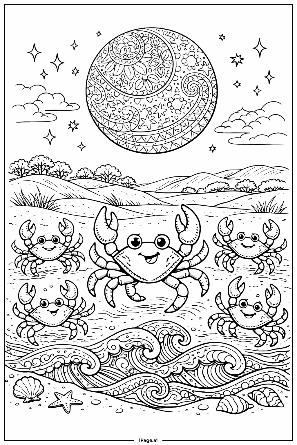  Trang tô màu Vũ điệu cua dưới ánh trăng 