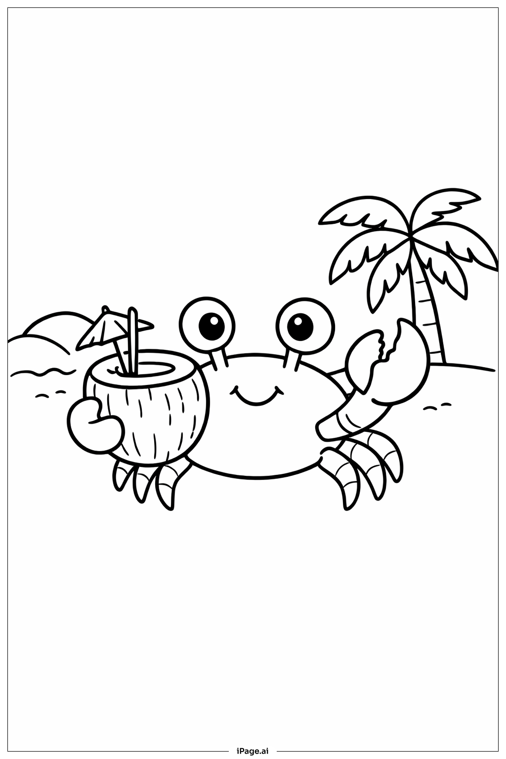  Krabbe mit Kokosnuss-Getränk Ausmalseite 